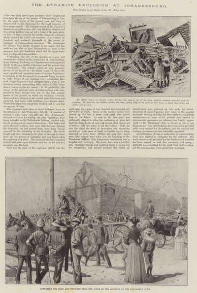 A Explosão da Dinamite em Joanesburgo (Litho) de English School