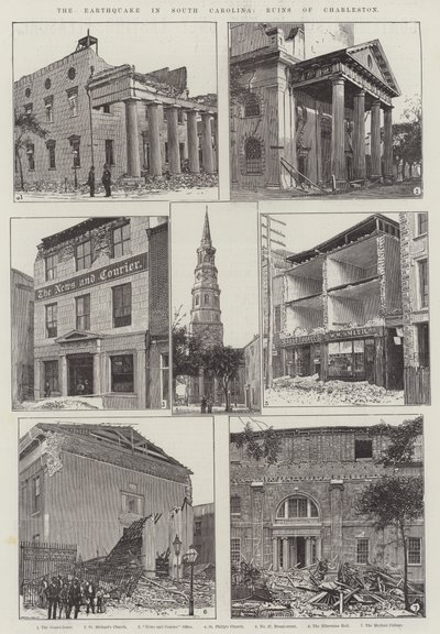 O Terramoto na Carolina do Sul, Ruínas de Charleston (gravura) de English School