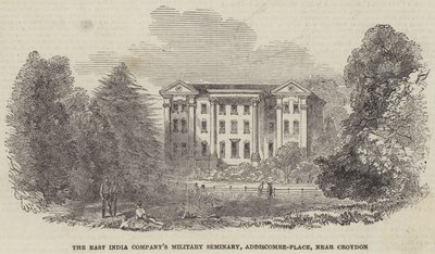 O Seminário Militar da Companhia das Índias Orientais, Addiscombe-Place, perto de Croydon (gravura) de English School