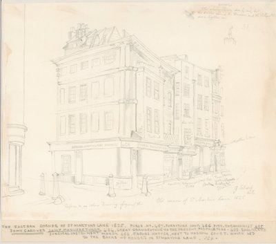 O canto oriental de St Martins Lane, Londres, 1825 de English School