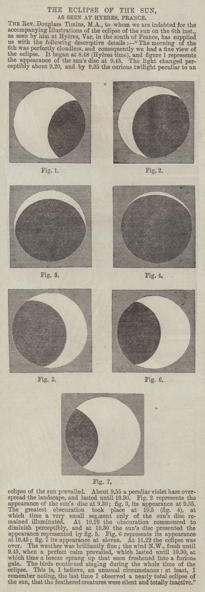 O Eclipse do Sol, como visto em Hyeres, França (gravura) de English School