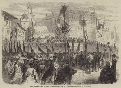 O Imperador e a Imperatriz dos Franceses em Chambery (gravura) de English School