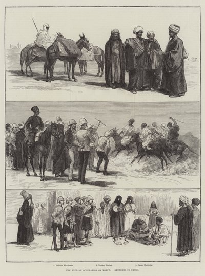 A Ocupação Inglesa do Egipto, Esboços no Cairo (gravura) de English School