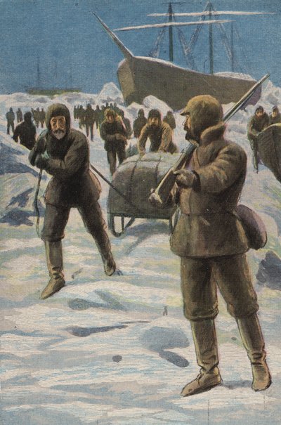 O Erebus e o Terror no Gelo (cor litho) de English School