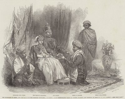 O Ex-Rajah de Coorg, e sua Filha, a Princesa Gouramma, e Suite (gravura) de English School
