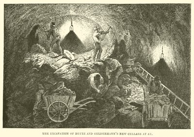 A escavação das novas caves de Deutz e Geldermann em Ay (gravura) de English School