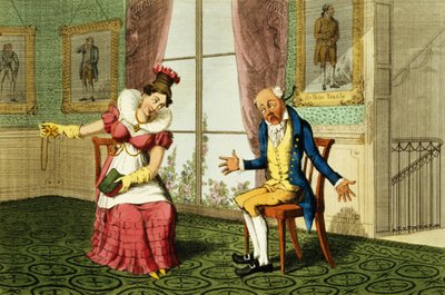 A Expostulação, pub. por G. Humphrey, 1821 (gravura colorida) de English School