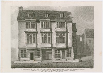A taberna Falcon no Bankside, Southwark. Como apareceu em 1805 de English School