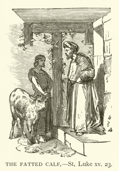 The Fatted Calf, St Luke, xv, 23 (gravura) de English School