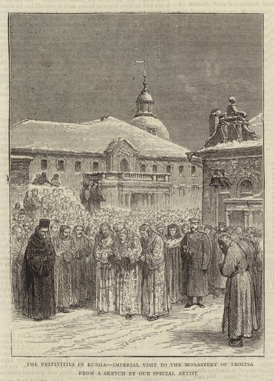 As Festividades na Rússia, Visita Imperial ao Mosteiro da Troitsa (gravura) de English School