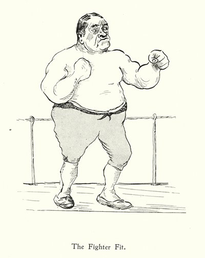 O lutador em forma; muitas vezes é a parte que morde (litografia) de English School
