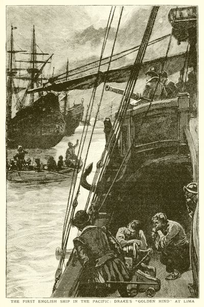 O primeiro navio inglês no Pacífico: Drakes Golden Hind at Lima de English School