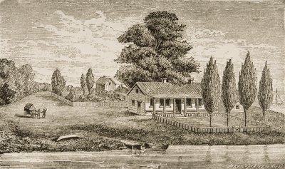 A primeira casa a ser construída por Mackinzie, Chicago, da "American Pictures", publicada pela Sociedade de Tratados Religiosos, 1876 de English School
