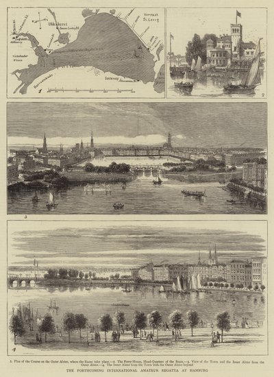 A próxima Regata Internacional de Amadores em Hamburgo (gravura) de English School