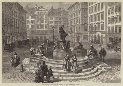 A Fonte de Raphael Donner no Neumarkt, Viena (gravura) de English School