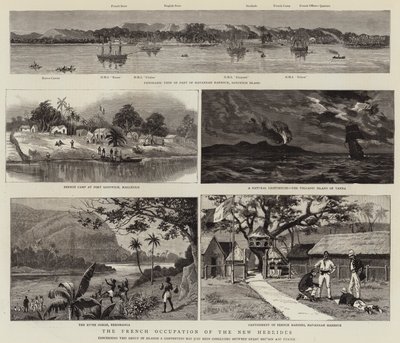 A ocupação francesa das Novas Hébridas (gravura) de English School