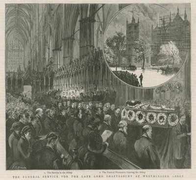 O serviço fúnebre para o falecido Lord Shaftesbury em Westminster de English School