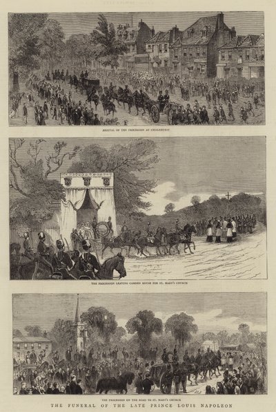 O Funeral do Príncipe Louis Napoleon (gravura) de English School