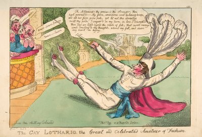 O Gay Lothario. O Grande e Celebrado Amatuer da Moda, pub. 1813 (gravura colorida à mão) de English School