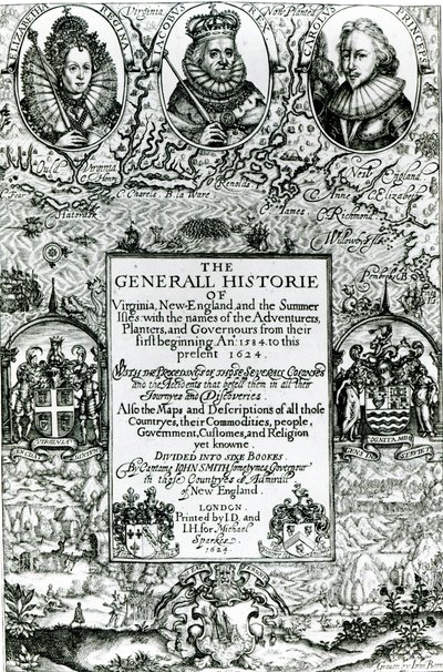 O General Histoire da Virgínia, Nova Inglaterra e as Ilhas de Verão, 1624 de English School