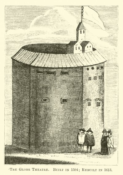 O Globe Theatre, construído em 1594; Reconstruído em 1613 de English School