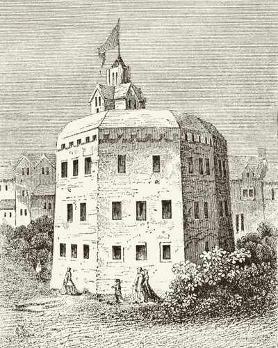 The Globe Theatre, Southwark, de "A História Nacional e Doméstica da Inglaterra", de William Hickman Smith Aubrey (1858-1916) publicou Londres, c.1890 de English School