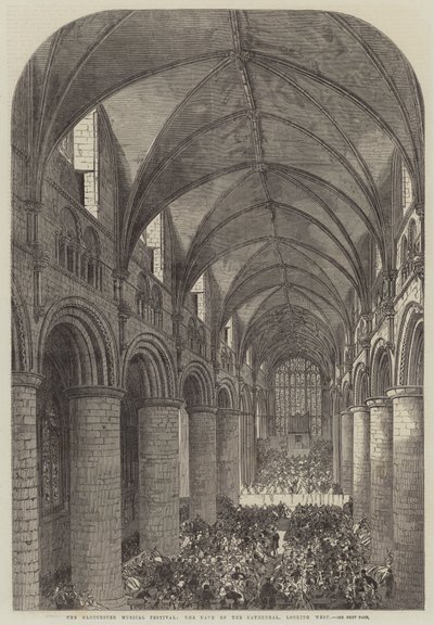 O Festival Musical de Gloucester, a Nave da Catedral, de aspecto ocidental (gravura) de English School