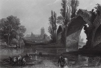 A ponte gótica de Eudes, Tours (gravura) de English School