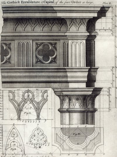 O Entablamento Gótico e Capital da Primeira Ordem em geral, 1741 de English School