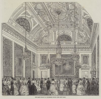 O Grand Saloon at Devonshire House (gravura) de English School
