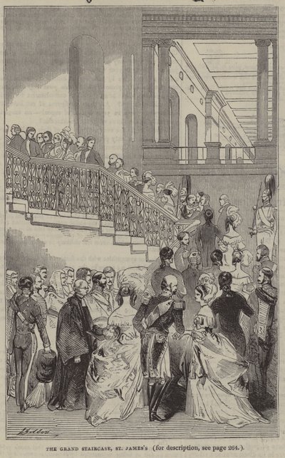 A, grande escadaria, st, James S, palácio, londres, um desenho, sala de English School