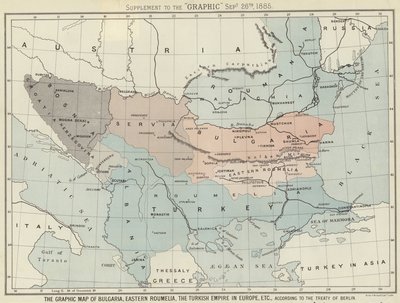 O mapa gráfico da Bulgária, Eastern Roumelia, o Império Turco na Europa de English School