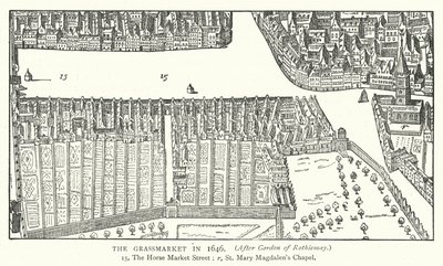 O Grassmarket em 1646 (gravura) de English School