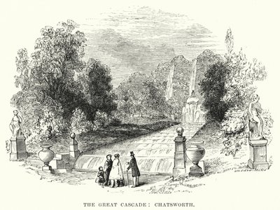 The Great Cascade, Chatsworth (gravura) de English School