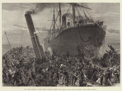 O Grande Desastre no Tamisa, Colisão entre a Princesa Alice e o Castelo Bywell, perto de Woolwich (gravura) de English School
