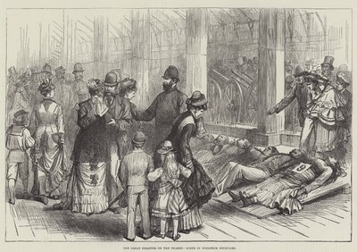 The Great Disaster on the Thames, Scene in Woolwich Dockyard (gravura) de English School