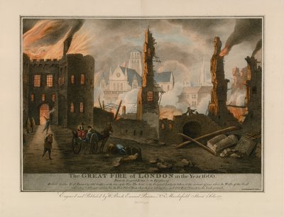 O Grande Incêndio de Londres em 1666 de English School