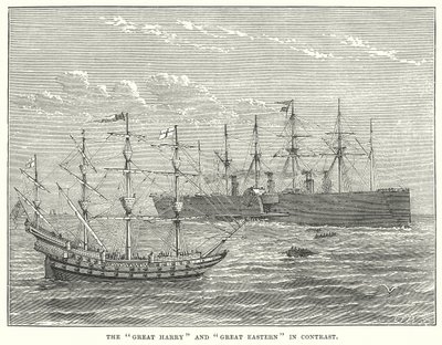 Der "Great Harry" und "Great Eastern" im Kontrast (Gravur) von English School