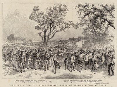 O Grande Calor, uma Marcha Matinal das Tropas Britânicas na Índia (gravura) de English School