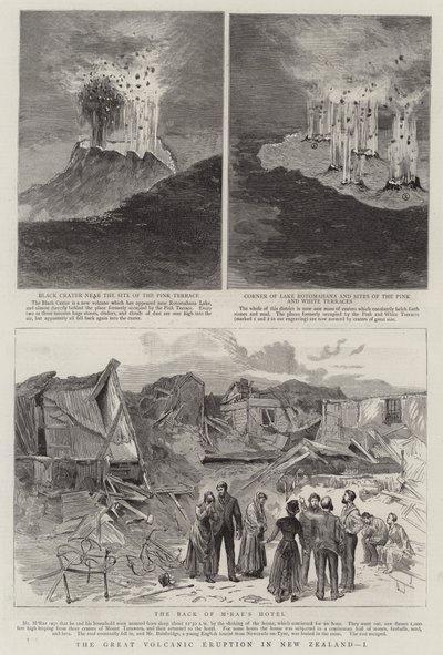 A Grande Erupção Vulcânica na Nova Zelândia, I (gravura) de English School