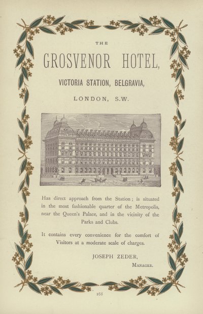 O Hotel Grosvenor (gravura) de English School