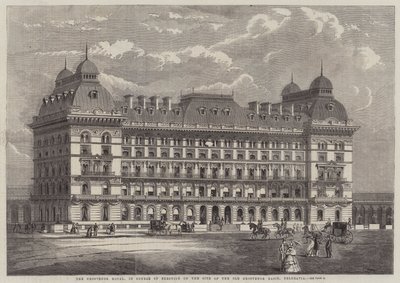 O Hotel Grosvenor, em Curso de Ereção no Local da Antiga Bacia do Grosvenor, Belgravia (gravura) de English School