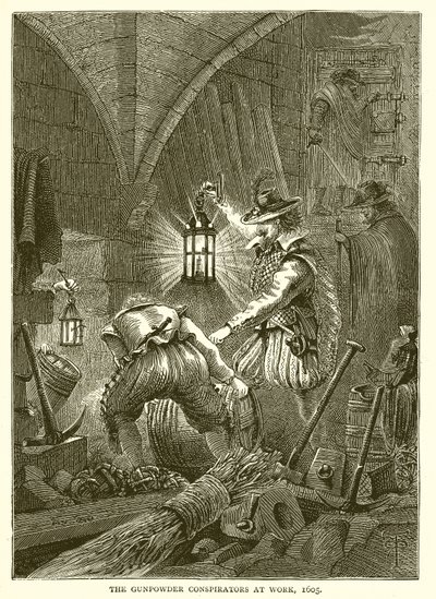 Os Conspiradores da Pólvora no Trabalho, 1605 de English School