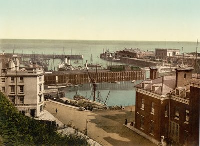 O porto, Folkestone (foto colorida à mão) de English School