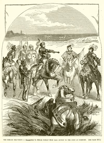 O Herald entregando um desafio para o combate individual de Lord Huntly ao Duque de Somerset de English School