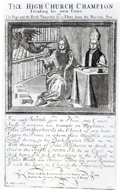 O Alto Campeão da Igreja, Suplicando sua própria Causa, 1709 de English School
