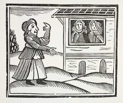 A história da mãe Shipton, ilustração dos Chap-livros do século XVIII por John Ashton, bar. 1882 de English School