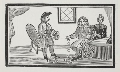 A história do mendigo cego de Bethnal Green, ilustração dos Chap-livros do século XVIII por John Ashton, bar. 1882 de English School