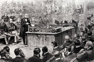 A Câmara dos Comuns na quinta-feira 8 de abril: O Debate sobre o Governo da Irlanda, de &39;The Illustrated London News&39;, 17 de abril de 1886 de English School