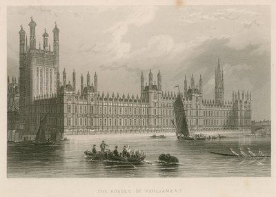 As casas do Parlamento, Palácio de Westminster, Londres de English School